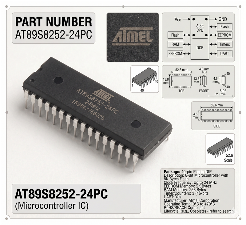 AT89S8252-24PC ATMEL MICROCONTROLER